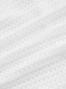 SHEIN EZwear Tie Front Ruffle Hem Top - White - View 4