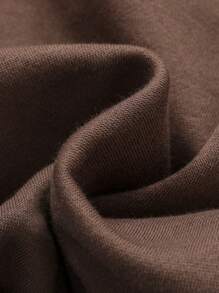 SHEIN Baby Boy Letter Graphic Striped Trim Sweatshirt & Sweatpants - Coffee Brown - View 9