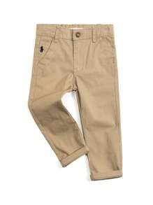 Baby Boy Embroidery Slant Pocket Pants - Khaki - View 1