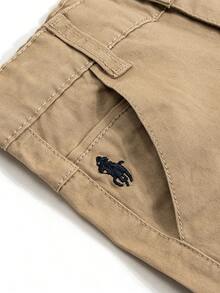 Baby Boy Embroidery Slant Pocket Pants - Khaki - View 7