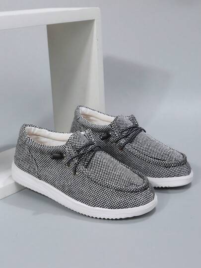 Children's Black And White Dual-color Lace-up Sneakers