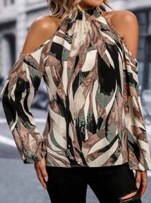 Chiquease 满版印花露肩灯笼袖衬衫、长袖上衣 - 彩色 - 查看 4