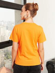 SHE(IN) BRASIL 太極和字母圖案T恤 - 橘色 - 查看 2