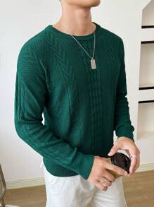 GENTILAND Nam Chất rắn Xoắn Dan Áo len - màu xanh lá - Xem 3