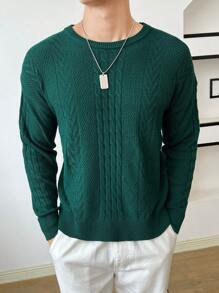 GENTILAND Nam Chất rắn Xoắn Dan Áo len - màu xanh lá - Xem 1