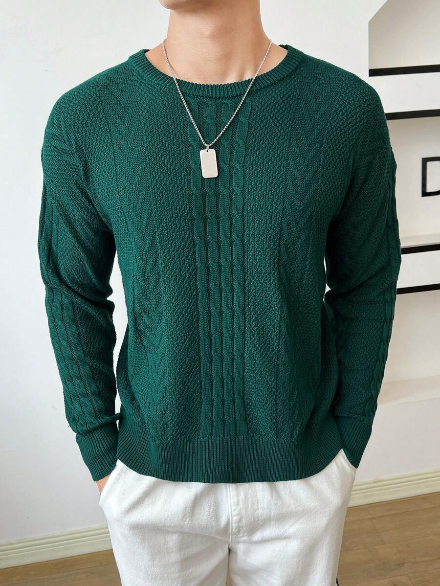 GENTILAND Nam Chất rắn Xoắn Dan Áo len - màu xanh lá - Xem 1