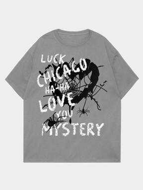 Grunge Punk T-shirt graphique avec lettres pour hommes, école