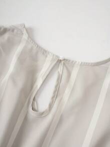 SHEIN Unity Striped Print Lantern Sleeve Belted Romper Fall Cloth For Women