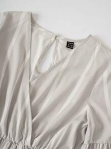 SHEIN Unity Striped Print Lantern Sleeve Belted Romper Fall Cloth For Women