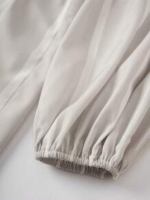 SHEIN Unity Striped Print Lantern Sleeve Belted Romper Fall Cloth For Women