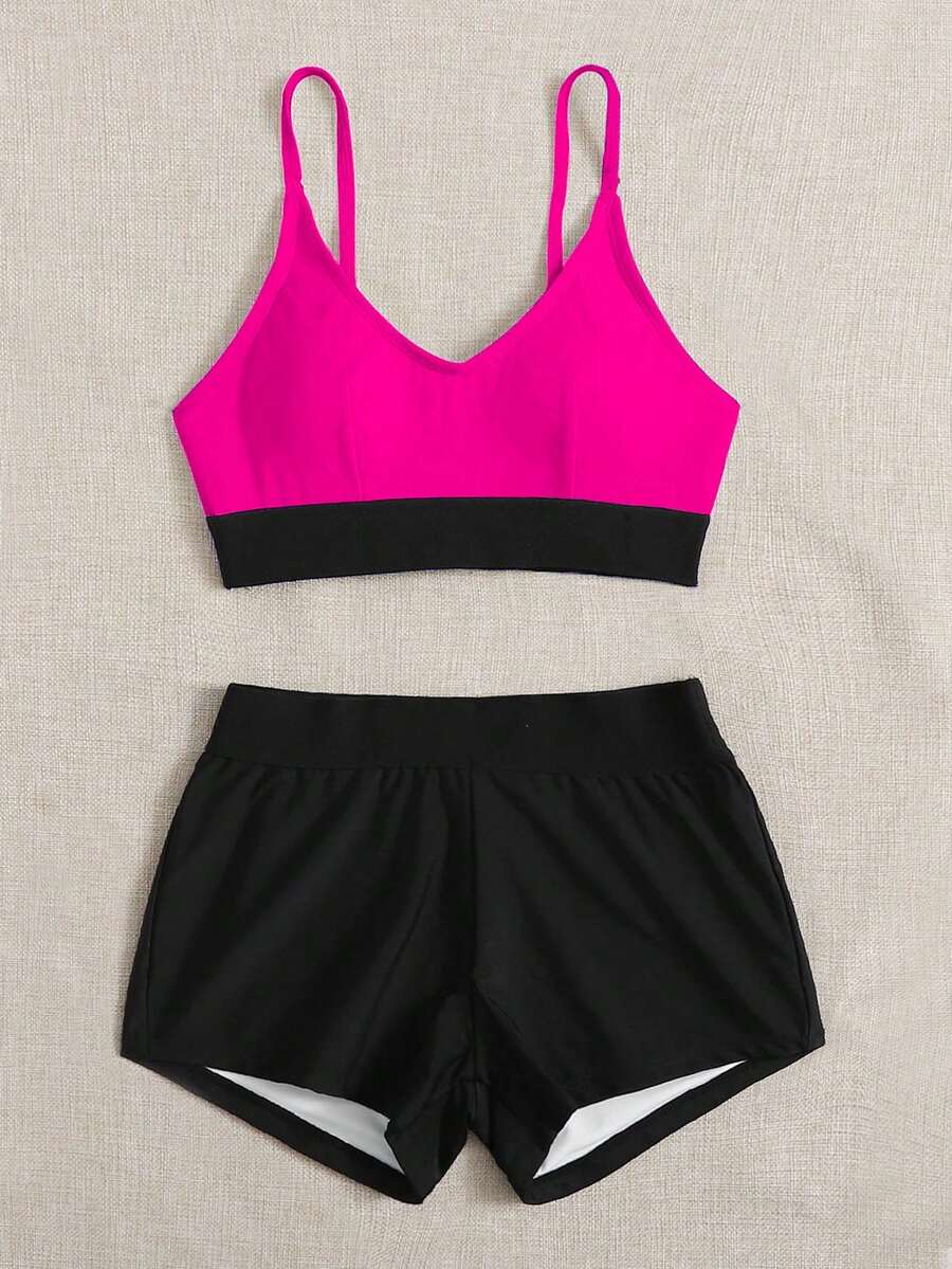 顏色積木短褲比基尼 - 彩色 - 查看 1