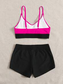 顏色積木短褲比基尼 - 彩色 - 查看 2