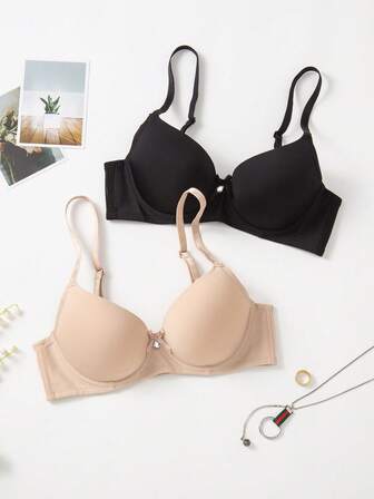 2入組素色鋼圈胸罩