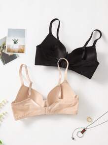 2入組素色鋼圈胸罩 - 彩色 - 查看 2
