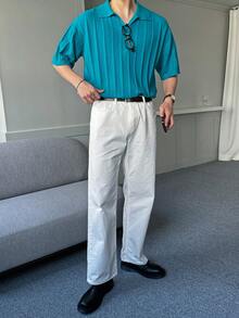 DAZY Men Solid Drop Shoulder Knit Top - Blue - View 3