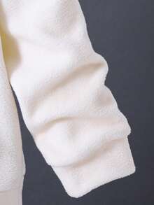 SHEIN Tween Girl Letter Graphic Kangaroo Pocket Sweatshirt - White - View 4