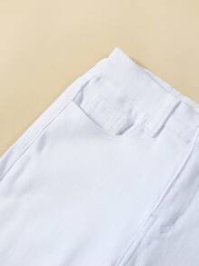 Tween Girl Ripped Raw Cut Flare Leg Jeans - White - View 4