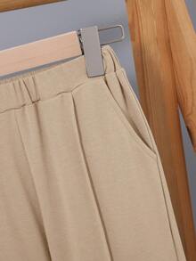 SHEIN Cậu bé Tween Đồ họa Chữ cái Áo thun & quần thể thao & Cái túi - Màu Khaki - Xem 4