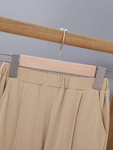 SHEIN Cậu bé Tween Đồ họa Chữ cái Áo thun & quần thể thao & Cái túi - Màu Khaki - Xem 7