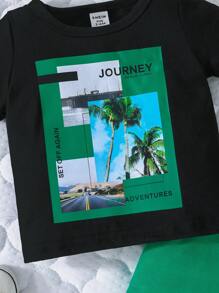 男嬰椰子樹和字母圖案T恤&前繫帶短褲 - 彩色 - 查看 7