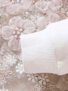 女嬰卡通圖案連帽連衣裙 - 白色 - 查看 7