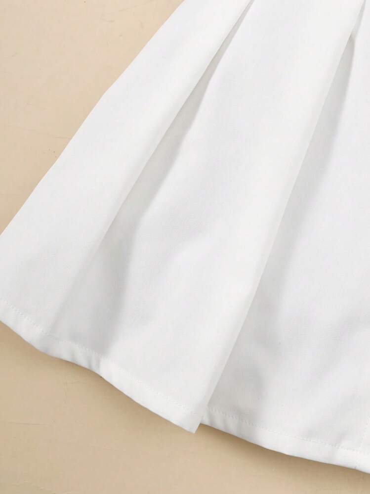 SHEIN Chica preadolescente Cazadora de universidad con parche de letra ribete de rayas & Falda fruncido - Multicolor - Añade 5