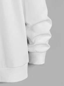 Manfinity RebelGame Loose Fit Men's Japanese Letter And Figure Print Drop Shoulder Hoodie With Drawstring - White - View 6