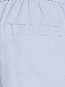 Claim Dot 男士字母圖案翻蓋口袋腰部抽繩工裝短褲 - 灰色 - 查看 5