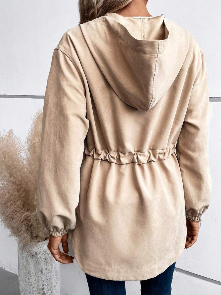SHEIN LUNE מותן שרוך רוכסן מעיל כוכע - משמש - ראה 6