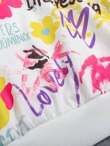 SHEIN EZwear 大码涂鸦印花落肩卫衣 - 白色 - 查看 5