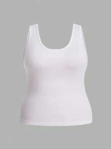 SHEIN BASICS Talla grande Top tank unicolor - Blanco - Ver 1