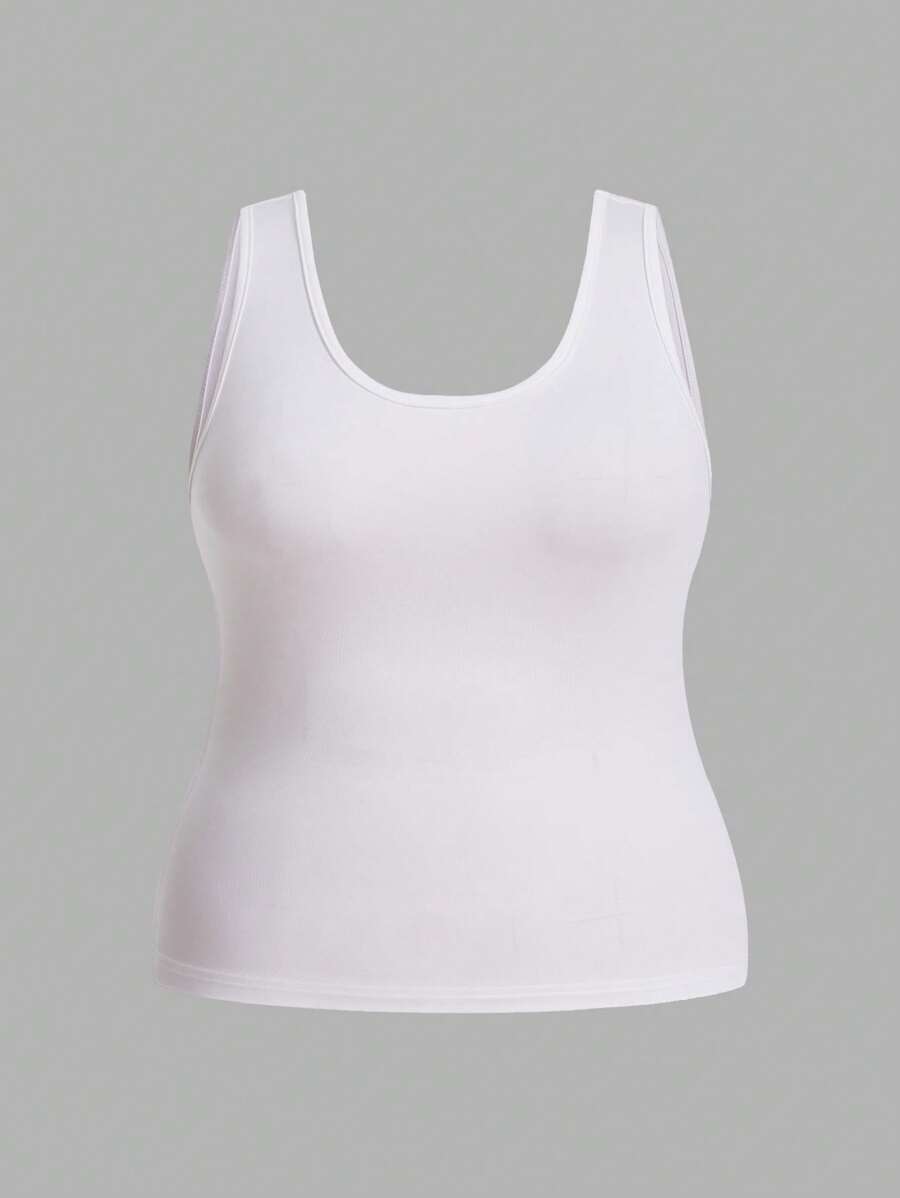 SHEIN BASICS Talla grande Top tank unicolor - Blanco - Ver 1