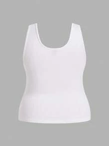 SHEIN BASICS Talla grande Top tank unicolor - Blanco - Ver 2