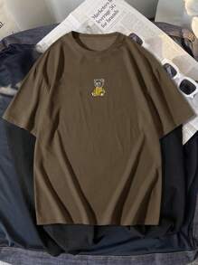 Manfinity Hypemode 男士大码小熊印花T恤 - 棕色 - 查看 4