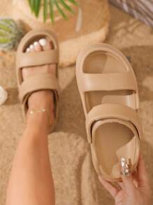 女性塑膠拖鞋,夏天運動涼鞋,海灘,水,旅行,休閒,戶外 - 卡其色 - 查看 1