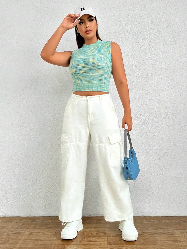 Plus Space Dye Backless Sweater Vest