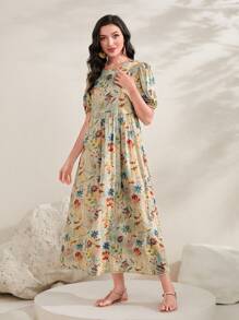 Mulvari 印花泡泡袖娃娃裙 - 彩色 - 查看 4