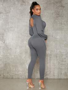 SHEIN SXY 素色超短版運動衫 - 深灰色 - 查看 2