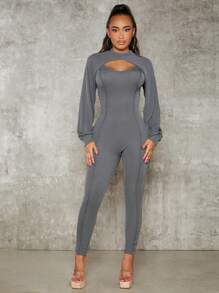 SHEIN SXY 素色超短版運動衫 - 深灰色 - 查看 1