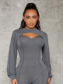 SHEIN SXY 素色超短版運動衫 - 深灰色 - 查看 5