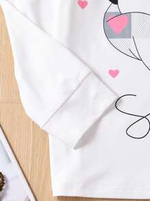 Tween Girl Cartoon & Letter Graphic Tee & Plaid Pants PJ Set - White - View 4