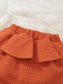 女嬰優雅襯衫裙套裝帶帽子，適合秋季派對 - 橘色 - 查看 6