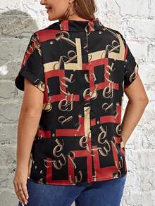 SHEIN LUNE 大碼字母圖案蝙蝠袖襯衫 - 彩色 - 查看 2