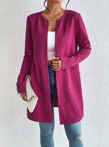 SHEIN Essnce Chất rắn Mở Mặt trước áo - Màu tím - Xem 2