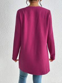 SHEIN Essnce Chất rắn Mở Mặt trước áo - Màu tím - Xem 4