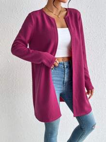 SHEIN Essnce Chất rắn Mở Mặt trước áo - Màu tím - Xem 1