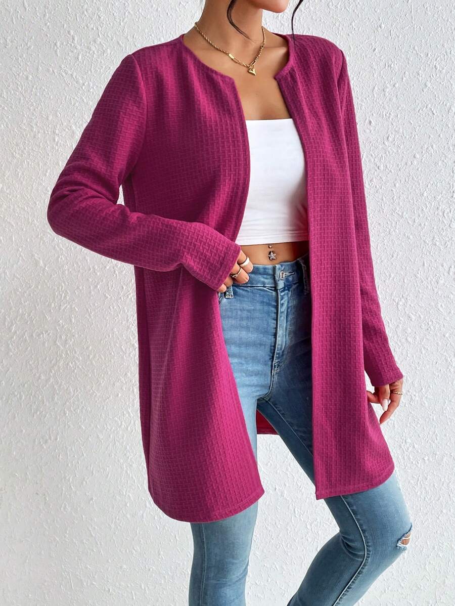 SHEIN Essnce Chất rắn Mở Mặt trước áo - Màu tím - Xem 1