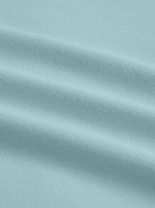 SHEIN BASICS Áo thun nữ màu trơn Giải trí - Màu xanh Bạc hà - Xem 3