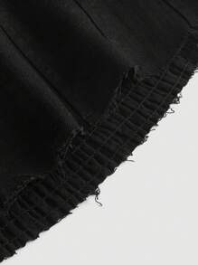 SHEIN MOD Plus Zip Up Tube Denim Top - Black - View 3