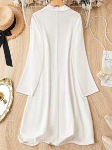 SHEIN LUNE 大碼青果領開門襟外套 - 白色 - 查看 2